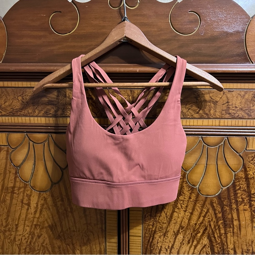 pink savvy strappy padded sports bra tank
